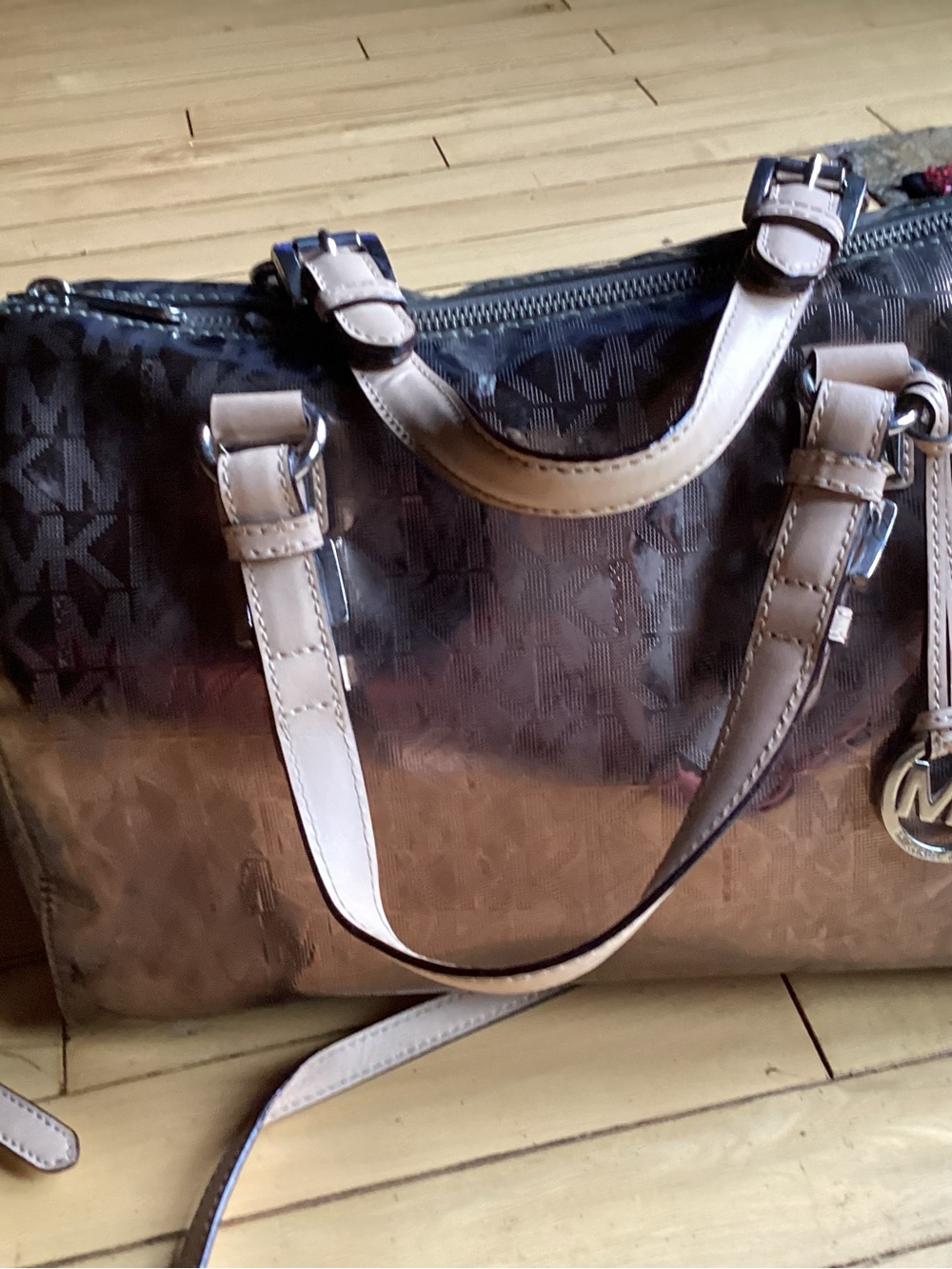 Michael Kors Brown Satchel with Cream Handles